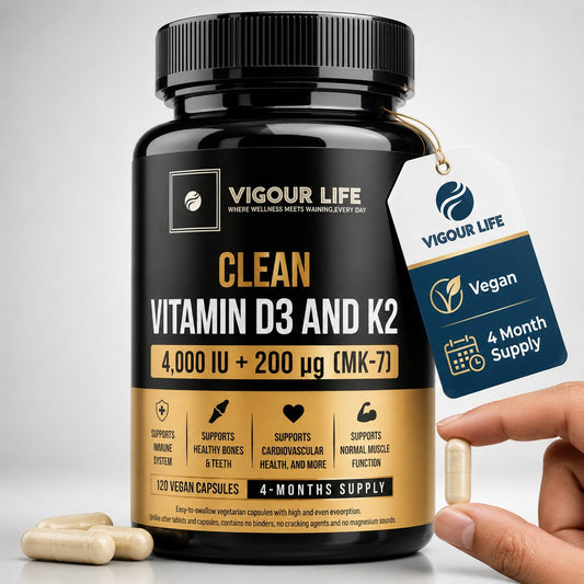 Clean Vitamin D3 4000IU + K2 MK7 200mcg |No Synthetic Fillers, No Binders, No Magnesium Stearate, No Cracking Agents